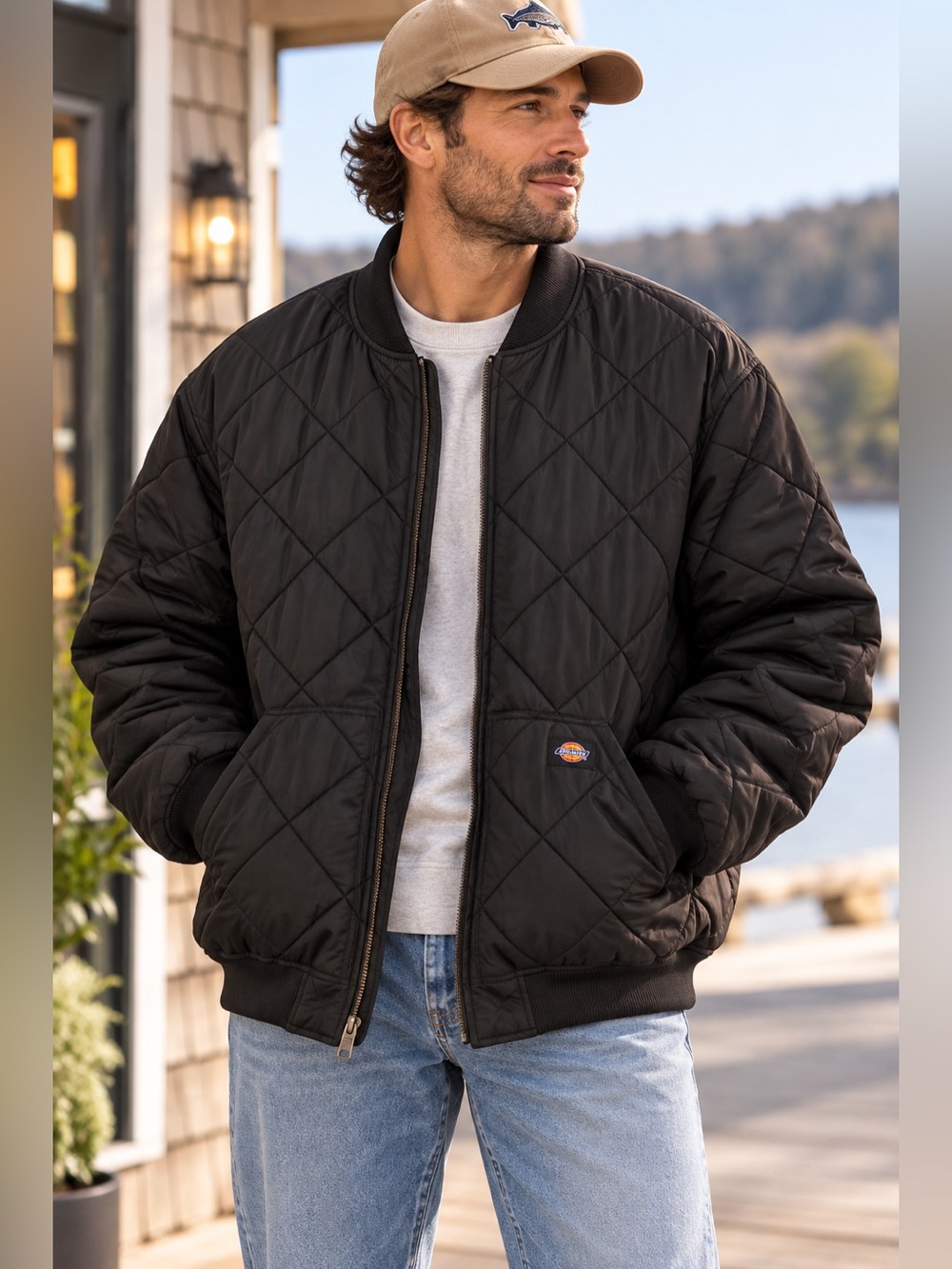 Dickies Black Quilted Bomber Jacket Men’s 2XL 3XL Oversized Workwear